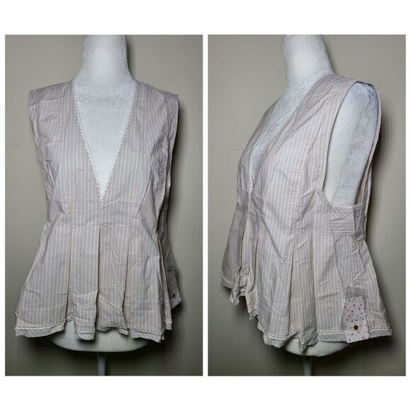NWT|Free People Good Feels Ivory Striped Sleeveless Top, SMALL - Picture 4 of 7